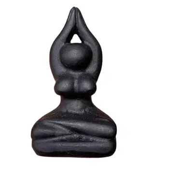 Natural de Obsidiana Preta Pedra de Cristal Deusa Estátua Esculpida Mulher Yoga Escultura de Corpo de Energia de Cura 1pcs