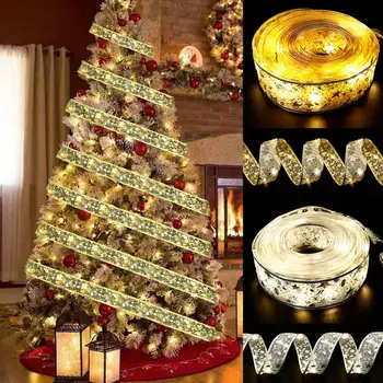 Luz da corda Requintado Padrão de Árvore de Natal de Luz Decorativa Fita Lâmpada ABS Fita de Luz da corda LED Enfeites de Árvore de Natal