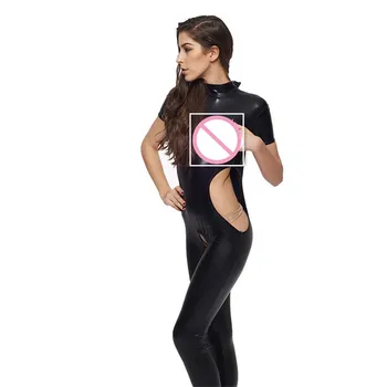 Quente Novo de Couro Preto Lingerie Sexy Corpo Ternos para Mulheres Erótico Collant Trajes de Látex Bodysuit de Produtos do Sexo