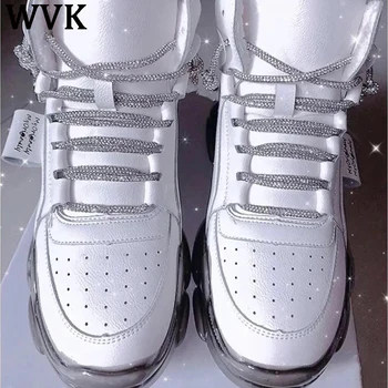 1PCS Laser arco-íris de Diamante cordões de sapatos de Luxo Strass Cadarços de Tênis Cordões de Sapatos de Cadarço Redondo Casaco Corda Sapata de Acessórios