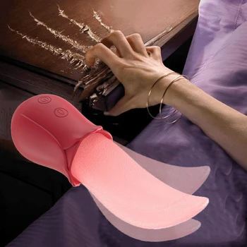 O Real da Língua Vibrador G-spot Lambendo Massageador do Clitóris Clique Dildo Anal Vaginal Vibrador 10 Modo Feminino Brinquedo do Sexo Para Mulher