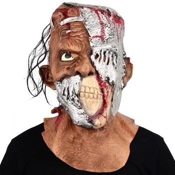 Frankenstein Látex Máscara De Halloween Horror Festa De Traje Adereços Filme Cosplay Realistas Arnês
