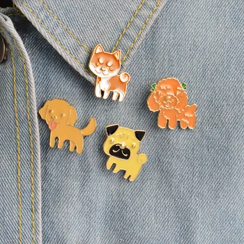 Cão Gato Emblemas De Metal 2017 Nova Moda Pinos Broche Para Roupas Emblemas Ícones Na Mochila Mulheres Decorativos Broches