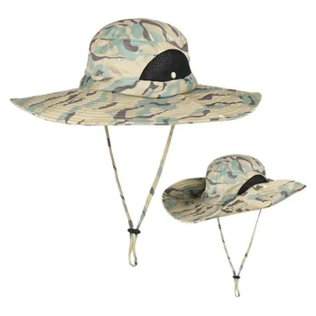 grande borda de camuflagem chapéu de balde cap casual respirável aba larga camo verão chapéu de esportes ao ar livre boné de pesca pescadores chapéu de sol