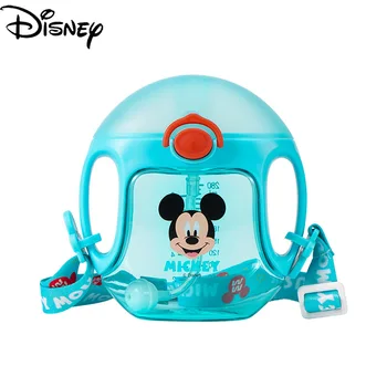 Disney Bonito dos desenhos animados do Minnie do Mickey de Filhos Verão Garrafa de Água de Plástico em forma de Anel Copo de Água com Bonito Palha de Garrafa de Água de Menina Menino