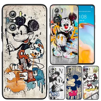 Mickey & Minnie Anime Caso Para Xiaomi Redmi K50 K40 Jogos K30 K20 Pro 5G 10X 9T 9A 9C TPU Macio Preto Tampa do Telefone Capa Coque