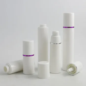 10 x 15ml 30ml 50ml Vazia de Plástico Branco Airless Bomba de Frascos de Cosméticos, Tira de Linha de Loção Creme de Garrafas de Vácuo de Higiene pessoal gratuitos