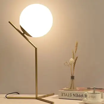 Ouro Bola de Vidro da Lâmpada de Mesa para Sala de estar, Sala de Estudo, o Quarto do Escritório de Luz Nórdica Personalidade Modelagem Round Luzes de Leitura