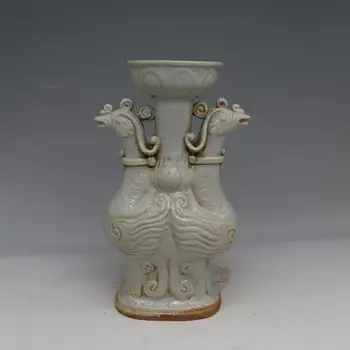 Antigo YuanDynasty pote de porcelana,Azul e vermelho, peixe dragão garrafa,pintado de artesanato,Decoração,Coleção&Adorno,frete Grátis
