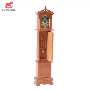 1:12 Casa De Bonecas Em Miniatura Retro Piso De Madeira Modelo Do Relógio Relógio De Pêndulo De Casa De Boneca Móveis Da Sala Acessório De Decoração
