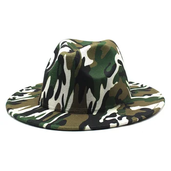 Simples chapéu, homens e mulheres, grandes abas do chapéu de moda mini-abas do chapéu fedora hat primavera a camuflagem de lã de jazz chapéu