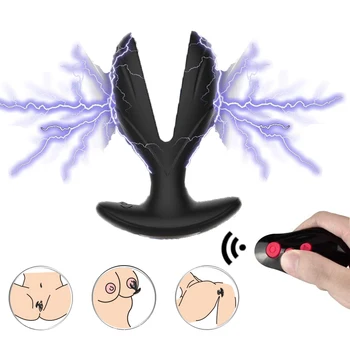 Vibração Anal expansor Plug Elétrico do Pulso de Choque Vibrador Massageador de Próstata para Homens com Controle Remoto, Brinquedos do Sexo para o homem
