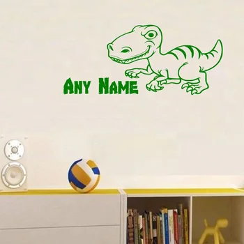 Personalizado Dinossauro Vinil adesivo de parede de Qualquer Nome de Quarto de Crianças de Arte Decalque Presente 60cmx120cm