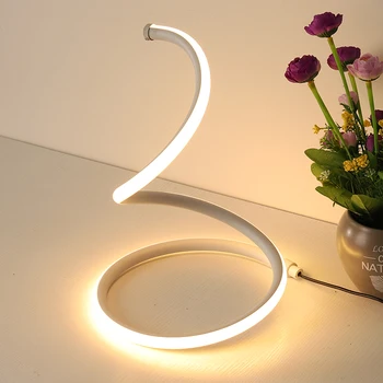 Moderna LED Lâmpada de Tabela Nórdicos Ferro Simples Lâmpada de Arco Telefone Quarto lâmpada de Cabeceira Sala de Acrílico, Iluminação Decorativa Preto Branco