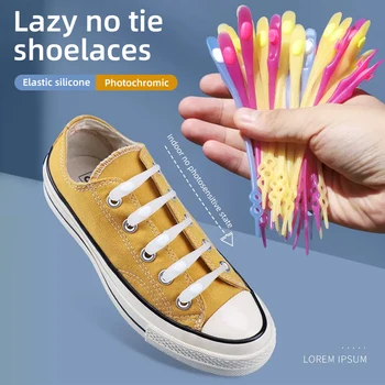 14pcs/Set Personalidade Silicone à prova d'água Atacador Safty Sapatos Acessórios Rodada Cadarço Elástico Nenhum Laço Preguiçoso Cordões de sapatos de Shoel