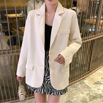 Temperamento Primavera, Outono Mulheres Office Casaco Novo de Moda para Senhoras coreano Slim Tops Branco Preto Solto Profissional Terno de Pequeno OK802
