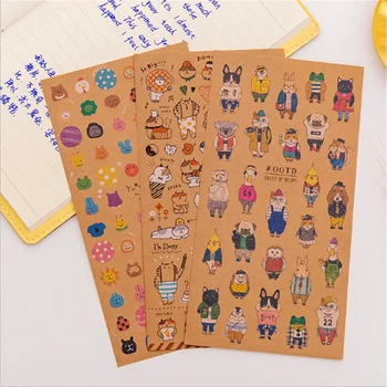 40pack/muito Kawaii papel kraft gato adesivo Decorativos, Adesivos de Scrapbook DIY Diário Álbum Stick Etiqueta de Presente para a Festa