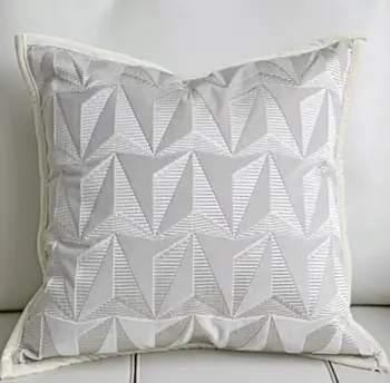 Camurça bordado cônico geométricas fronha designer moderno capa de almofada brilhante prata
