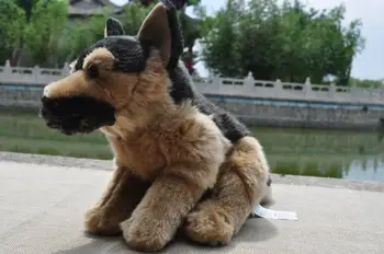 pequeno luxuoso bonito cão de pastor de brinquedo linda squating cão boneca de presente de cerca de 30cm