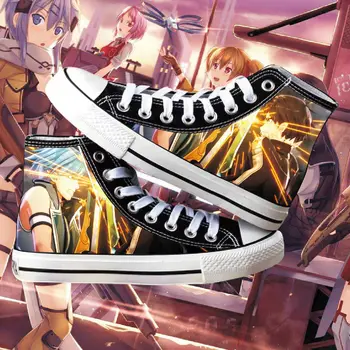 Anime Sword Art Online Cosplay De Impressão Sapatos De Lona Kirigaya Kazuto Yuuki Asuna Shinozaki Rika Alta De Lona Sapatilhas Casuais Sapatos