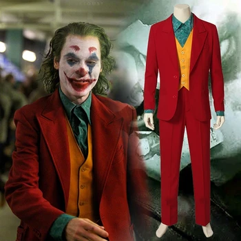 NOVO cosplay Heath Ledger VERMELHO role-playing terno de Halloween homens do filme Dark Knight palhaço traje de jaqueta vermelha conjunto completo
