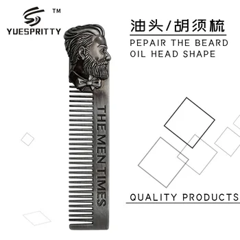 De aço inoxidável retro homens a barba do óleo do cabelo pente pente para aparar barba estilo de pentear o cabelo facial aparador de óleo de escovar os cabelos ferramenta