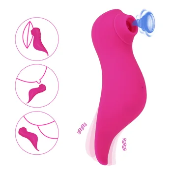 10 Modos de G-spot Massagem do Clitóris Chupar o Vibrador Estimulação do Mamilo 2 em 1 Língua Oral, Lambendo Vibrador Brinquedos Sexuais para as Mulheres