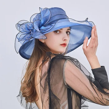 Mingjiebihuo de Verão transparente versão coreana da rede de fios de organza praia de sombra, chapéu de sol de flor Grande moda das mulheres de meninas