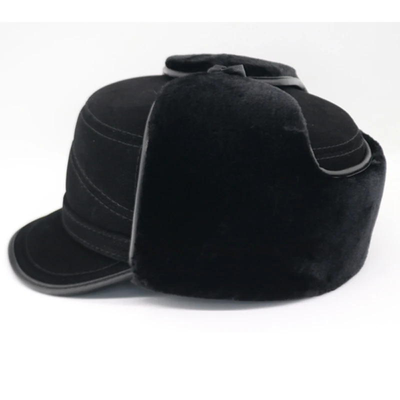Мужская зимняя шапка ушанка бомбер-пилот из искусственной кожи с шапкой и шляпой Imagem 5