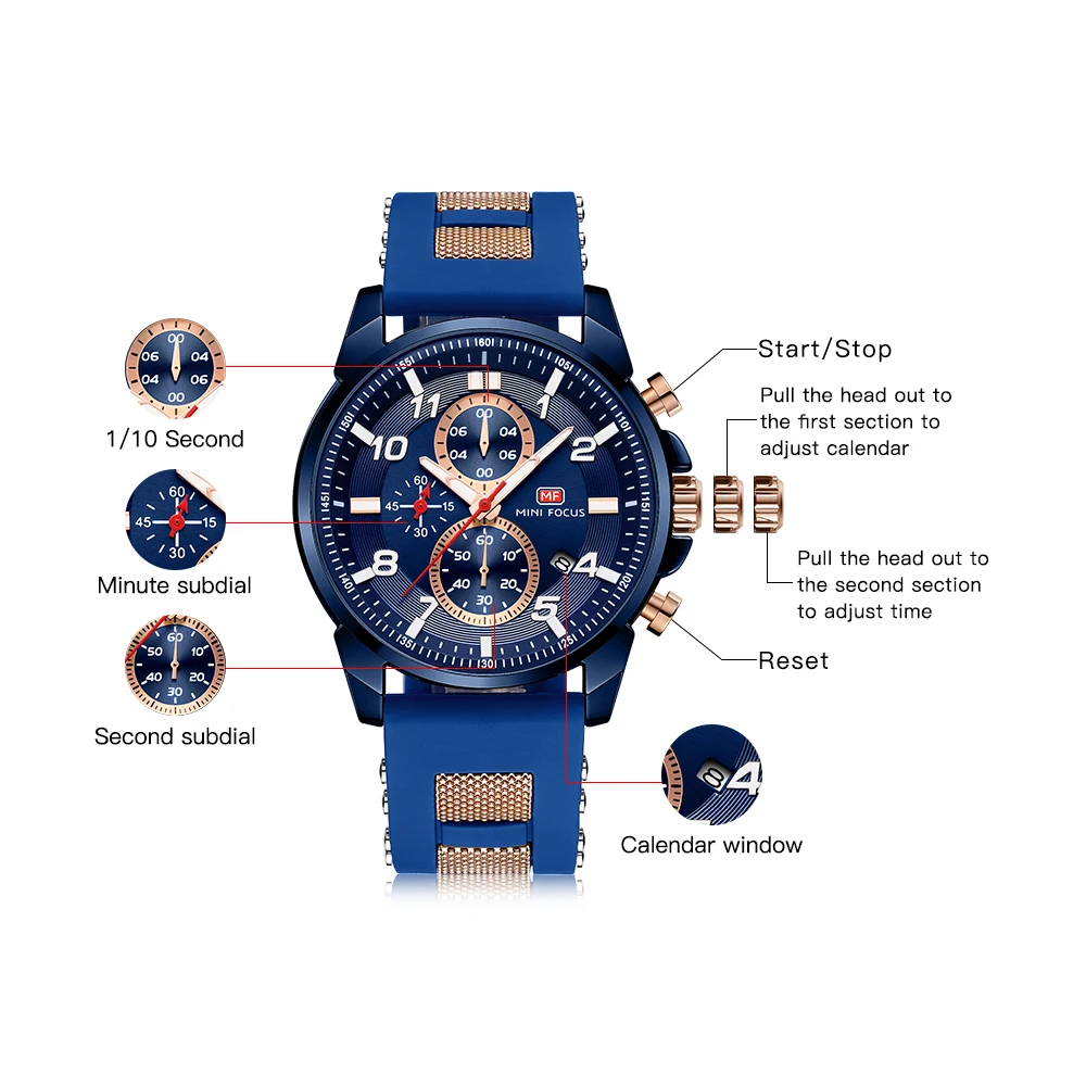 MINI-FOCO de 2022, a Edição Limitada de Relógios para Homens de Design de Moda Impermeável Cronógrafo Calendário de Borracha de ponteiros Luminosos de Relógio reloj Imagem 4