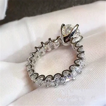 Vintage Anel de Promessa Cor de Prata zircão Engajamento Banda de Casamento de Anéis Para as Mulheres de Noiva Dedo Presente da Jóia