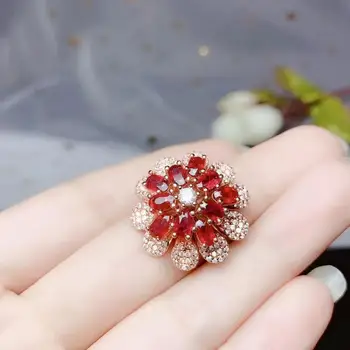 muitos gem peças naturais de rubi pedra preciosa anel para as mulheres jóia real de prata 925 rubi naturais menina da festa de aniversário de dom