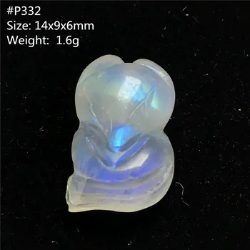 Top Natural de Luz Azul Moonstone Pendant Para as Mulheres, o Homem Fox Esculpida 14x9x6mm Esferas de Cristal Sorte Amor Cura de Pedra Jóias AAAAA