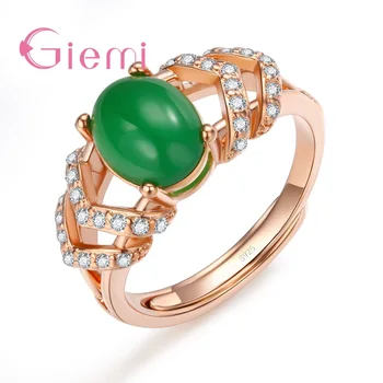 O Design Clássico Elegante Anel De Casamento Para As Mulheres Pedra Verde Brilhante Cristal Artesanato Requintado Melhor Presente De Aniversário Para A Esposa