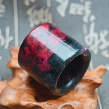 Natural de Pêssego, Flor de Jade Ring Chinês Jadeite Charme Anel de Jóias Mão Esculpida Acessórios de Moda para Mulheres, Homens 22-23mm