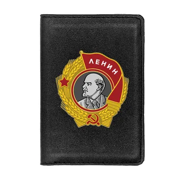 URSS Fundador Ленин Passaporte de Capa de Couro Homens Mulheres Slim Cartão de IDENTIFICAÇÃO do Titular do Bolso a Carteira Caso de Acessórios de Viagem