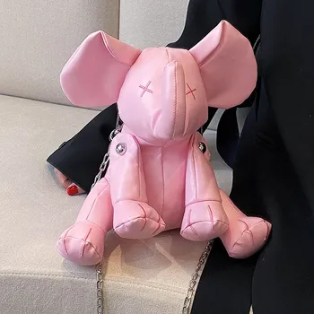 Cute Pink Elephant Mulheres Sacos de Ombro, Designer Saco Crossbody Menina Saco de Senhoras da Cadeia de Bolsa de Embreagem Pu Bolsa Pequena Boneca de Presente