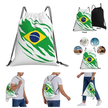 Os Sacos de cordão Gym Bag Estilizada da Bandeira Do Brasil Mochila Geek Gráfico Cobertor rolo