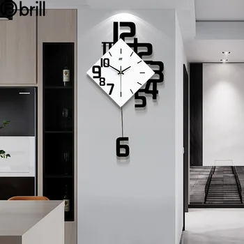 Criativo Relógio De Parede Design Moderno Em Madeira Relógios De Parede Decoração Da Casa Digital Europeia Estilo De Moda Quartzo Relógio Reloj Pared 50