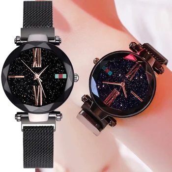 Moda Charme Céu Estrelado Relógios De Quartzo Para Mulheres Magnético Bracelete Feminino Relógio Elegante De Senhoras Relógio De Pulso Relógio Feminino