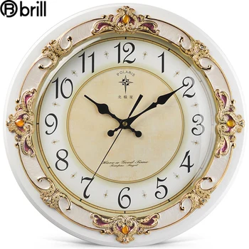 3d Branco Grande Relógio de Parede Vintage Sala de estar em Madeira de Luxo, Relógios de Parede de Silêncio Antigo Criativo Loft Relógio De Parede Decoração da Casa