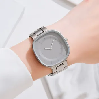 2022 Marcas de Luxo da Mulher da Moda Assista Praça Watche relógio de Pulso Clássico de Prata Simples Femme Banda de Aço Relógio Zegarek Damski