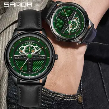 As melhores marcas de Luxo, Relógios de homens de Carro Volante Modelo 3D Impermeável Relógio de Aço Inoxidável de Quartzo Homens de Negócios relógio de Pulso