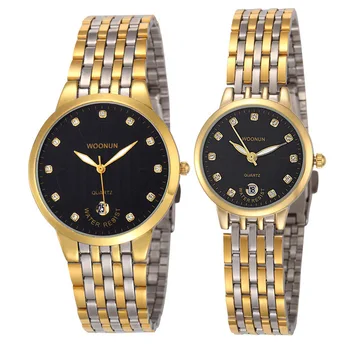 Moda Par De Relógios De Alto Luxo Da Marca Amantes De Relógios De Quartzo Do Aço Inoxidável Relógios De Homens De Mulheres Relógios De Luxo Strass