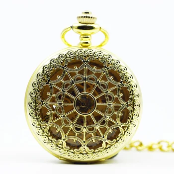 As melhores marcas de Moda de Luxo Relógios de Bolso de Mecânica Para Mulheres Unissex Ouro Esqueleto da Mão do Vento Fob Assistir relojes de bolsillo
