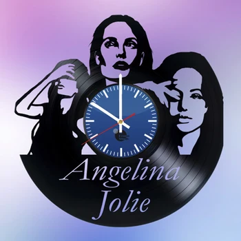 ANGELINA JOLIE disco de VINIL ARTESANAL RELÓGIO de PAREDE CD-Relógio de Parede de Vinil Oco 3D Decorativo Arte Pendurada Decoração Relógio