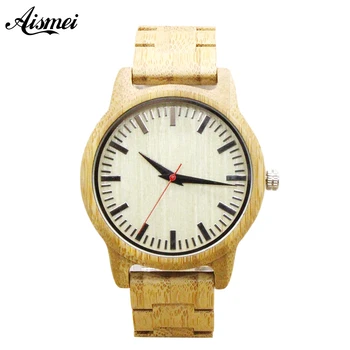 2018 Aismei de melhor Marca de Luxo de madeira Homens relógio Casual Mostrador Redondo design simples, de Madeira, Relógios de moda Masculina relógio Relógio