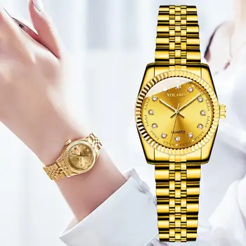 Mulheres Relógios De Marca Top De Luxo 2022 Moda Diamante Senhoras Relógios De Pulso De Aço Inoxidável De Malha De Ouro Pulseira De Relógio Quartzo Feminino