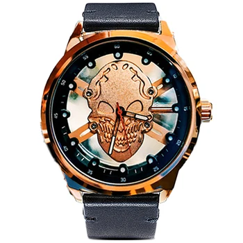 Homem de Hip Hop para Ver os Homens de Diamante de Luxo de Topo da Marca Mens de Vidro Transparente de Quartzo relógio de Pulso Masculino Oca Esqueleto Crânio Relógio